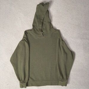 Madewell Pullover Sweatshirt Women's Small Hoodie Olive Green Puff Sleeve Casual
